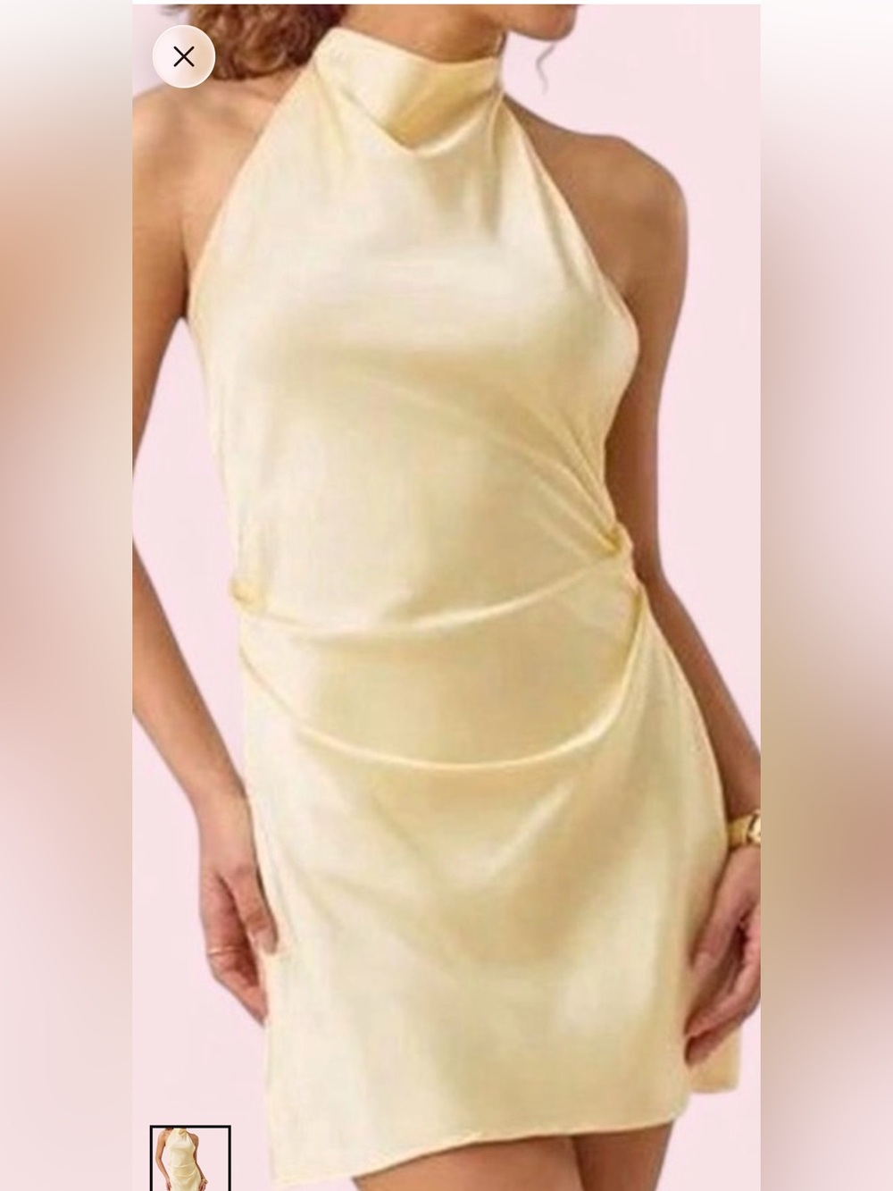 Altar'd State Pale Yellow Satin Halter Slip